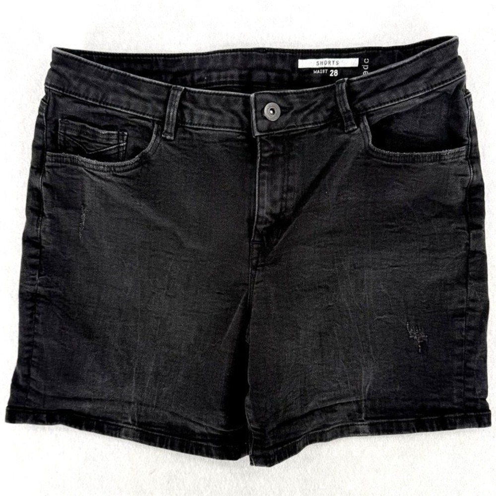Esprit‎ EDC Black Denim Womens Shorts Goth Grunge Festival Size 28